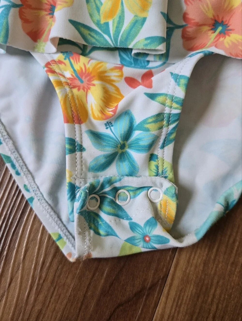 Little Me Girls 4T Hawaiian Floral One Piece Long Sleeve Rashguard EUC